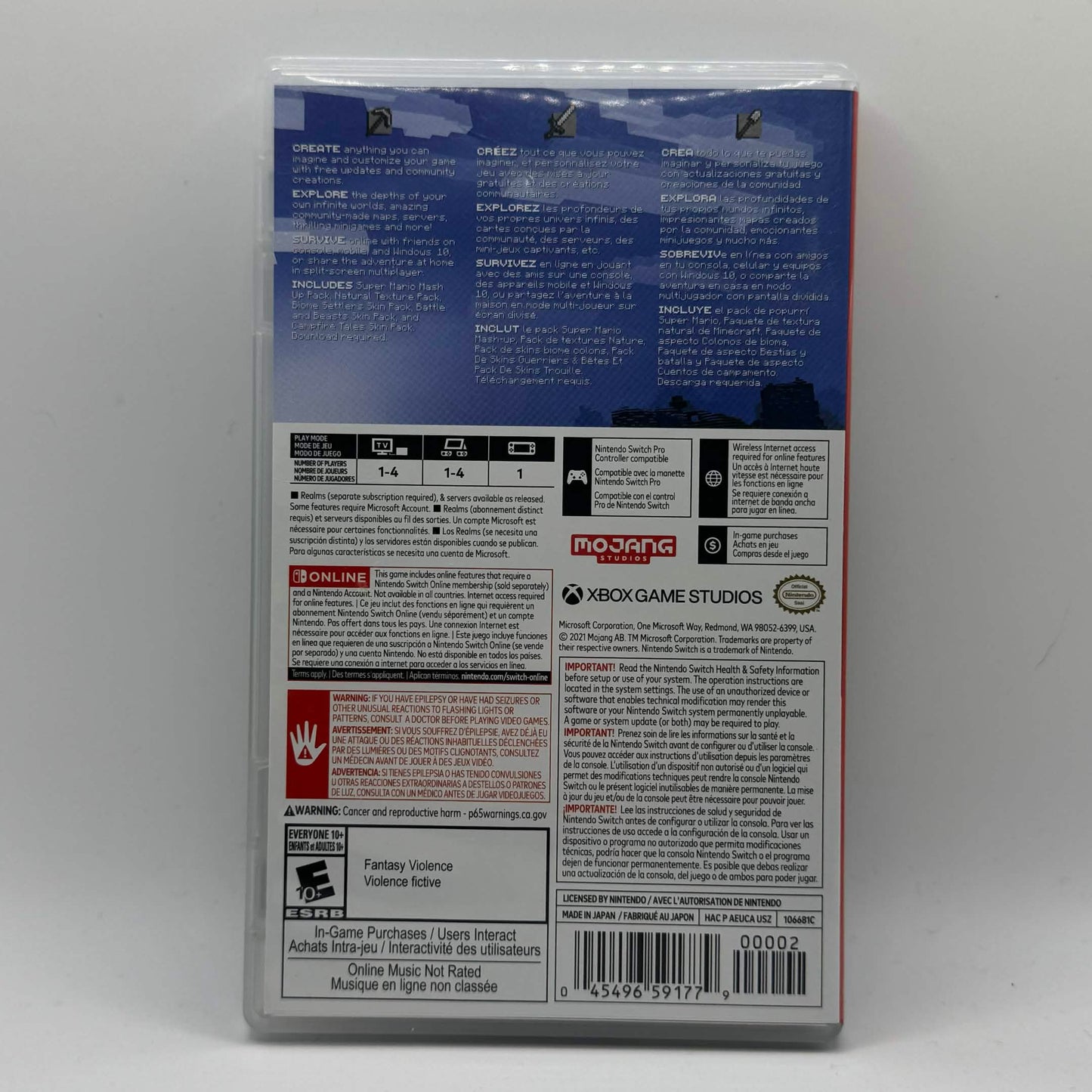 Minecraft (Nintendo Switch, 2018) Case Only