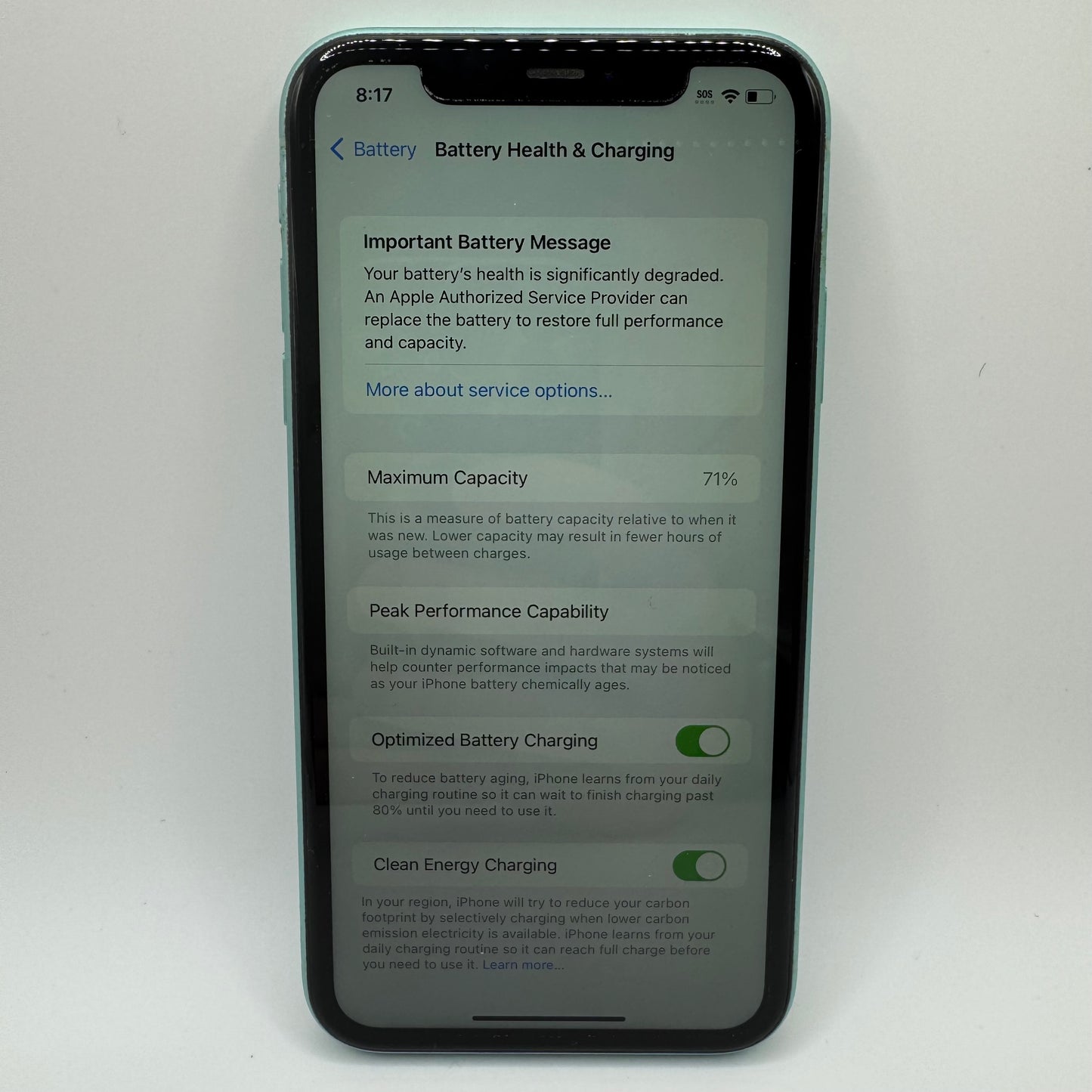 Unlocked Apple iPhone 11 128GB Green MWL02LL/A Service Battery