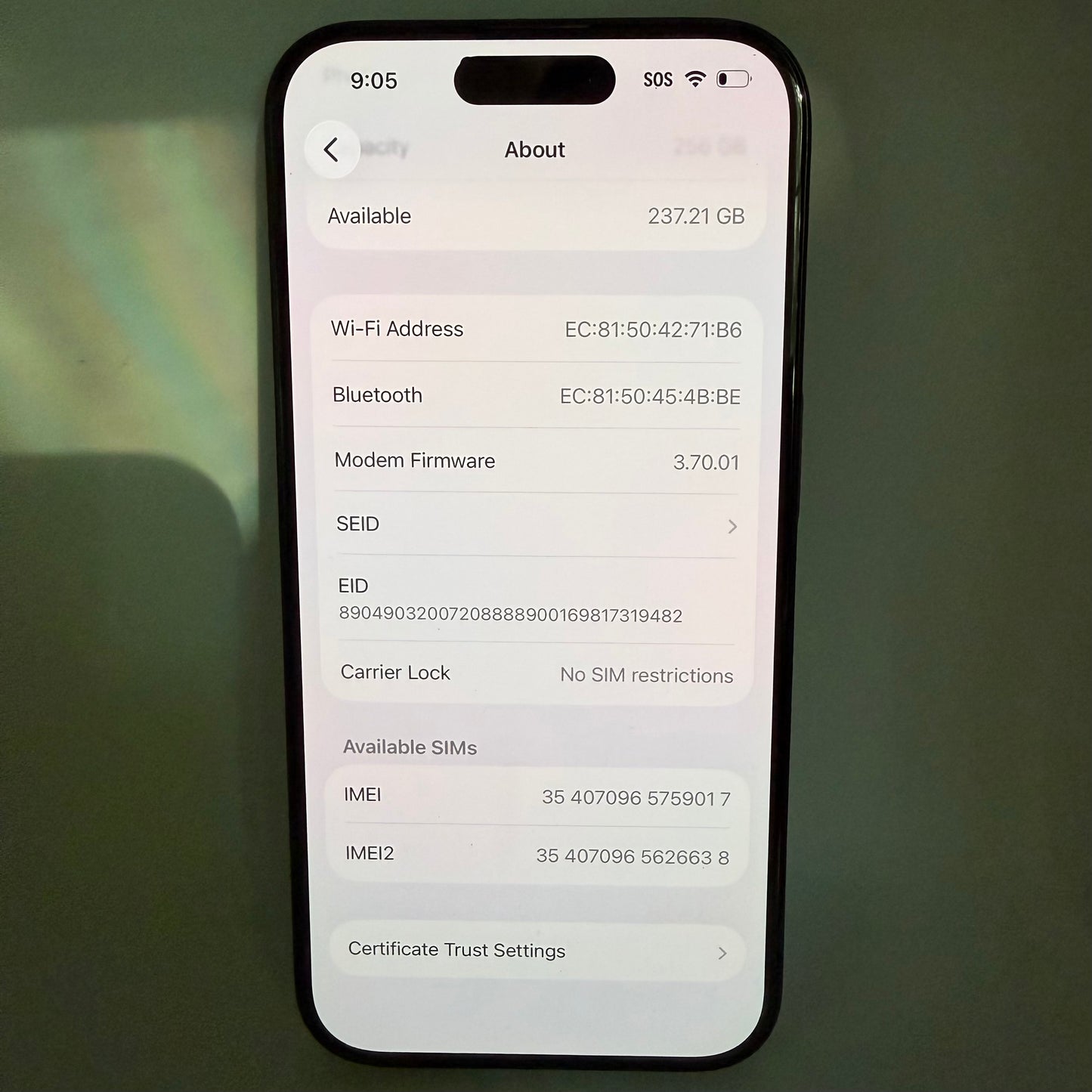 Broken Unlocked iPhone 15 Pro 256GB MTQR3LL/A READ