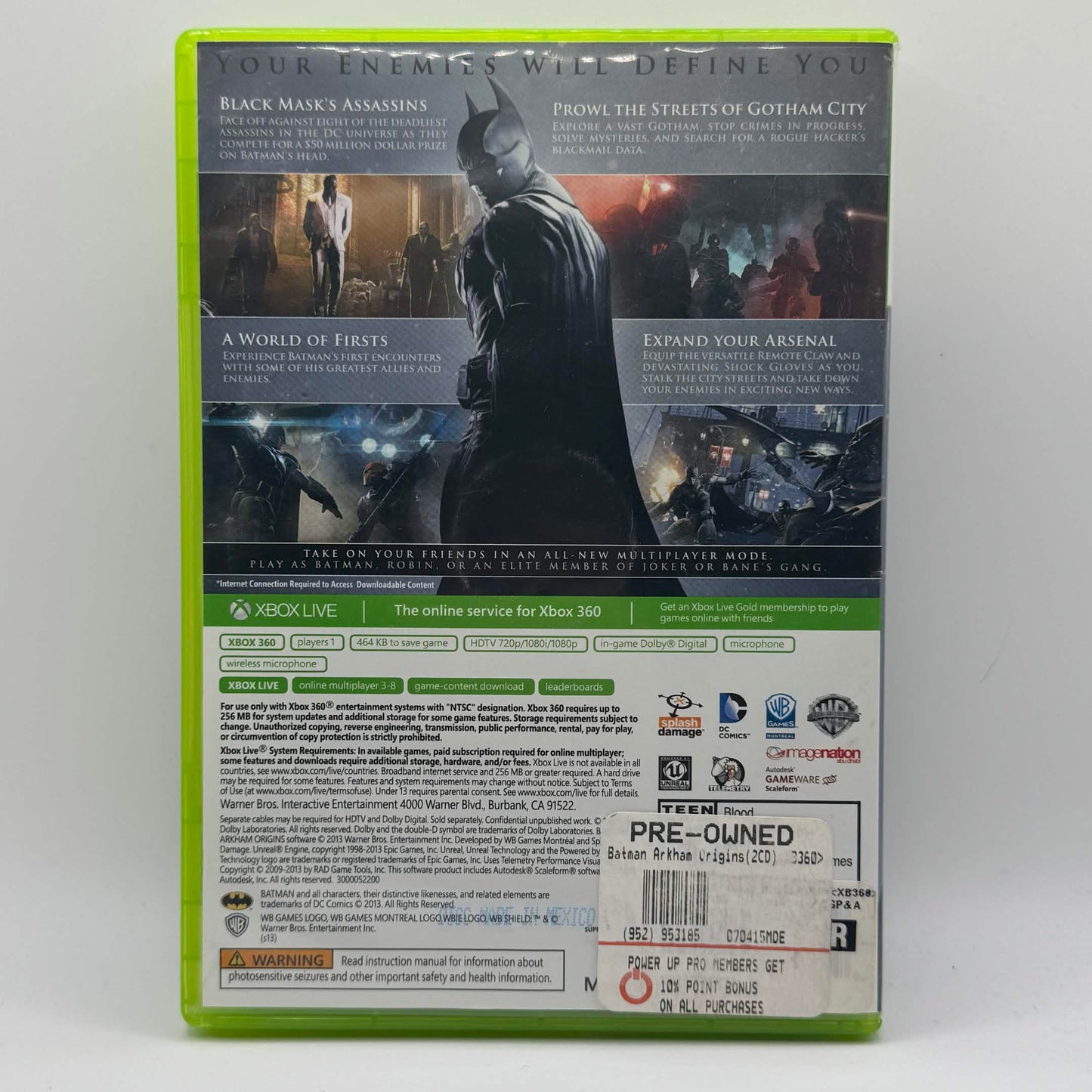 Batman: Arkham Origins (Xbox 360, 2013) Disc 2 Only